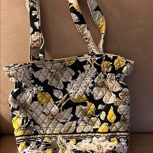 Vera Bradley Floral Quilted Tote Bag - Yellow and Black